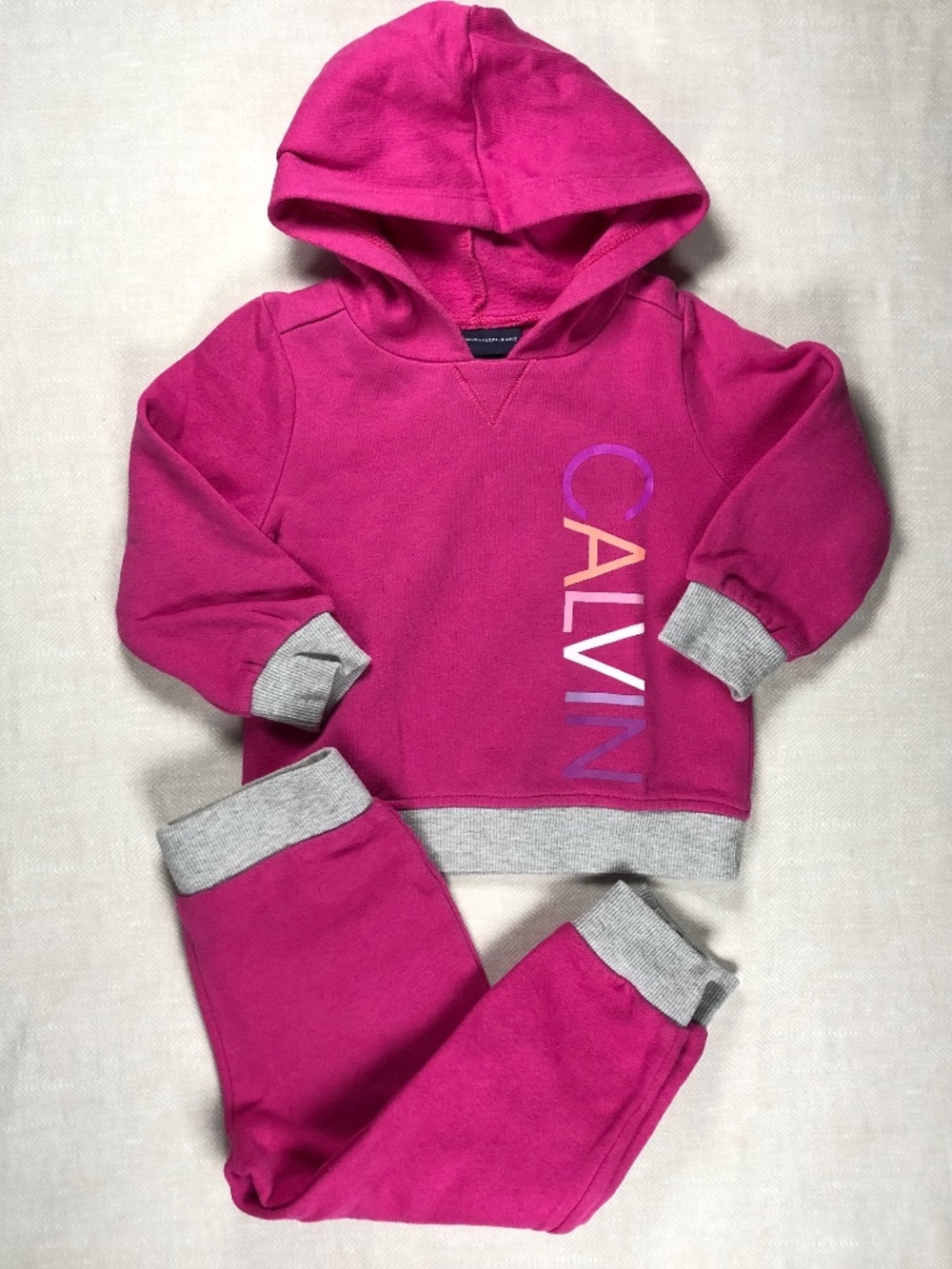 Calvin Klein Jeans Girls Pink Hoodie Jogger Set 24M